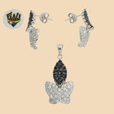 (2-6476) 925 Sterling Silver - Zircon Butterfly Set. - Fantasy World Jewelry