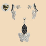 (2-6476) 925 Sterling Silver - Zircon Butterfly Set. - Fantasy World Jewelry
