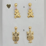 (1-1156) Gold Laminate - Long Earrings - BGF - Fantasy World Jewelry