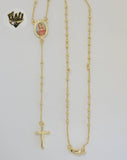 (1-3309) Gold Laminate - 2.5mm Mary Virgin Rosary Necklace - 24" - BGO
