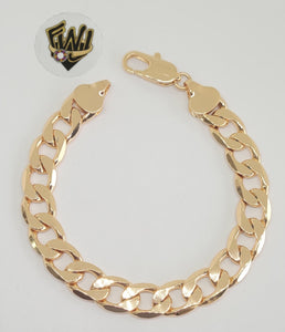 (1-60057) Gold Laminate - 10.5mm Curb Link Men Bracelet- 9" - BGO - Fantasy World Jewelry