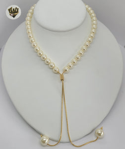 (1-6467) Gold Laminate - Beads Long Necklace - BGF - Fantasy World Jewelry