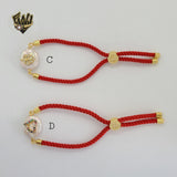 (1-60100) - Gold Plated Red String Pearl Bracelet.