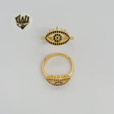 (1-3112) Gold Laminate - Zircon Evil Eye Ring - BGF - Fantasy World Jewelry