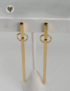 (1-2902-3) Gold Laminate - Long Plain Square Earrings - BGF - Fantasy World Jewelry