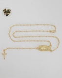 (1-3330) Gold Laminate - 2.5mm Guadalupe Virgin Rosary Necklace - 18" - BGO.