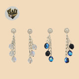 (2-3142) 925 Sterling Silver - Long Stone Earrings. - Fantasy World Jewelry