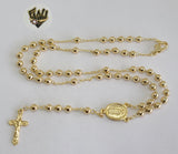 (1-3305) Gold Laminate - 4mm Beads Rosary Necklace - 18'' - BGO - Fantasy World Jewelry