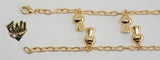 (1-0897) Gold Laminate - 4mm Open Link w/ Charms Bracelet - 7.5" - BGO - Fantasy World Jewelry