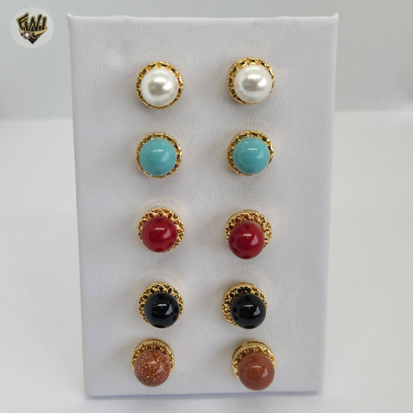 (1-1031) Gold Laminate - Colorful Earrings - BGO - Fantasy World Jewelry