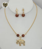 (1-6125) Gold Laminate - Rolo Link Venturina Beads Elephant Set - BGF