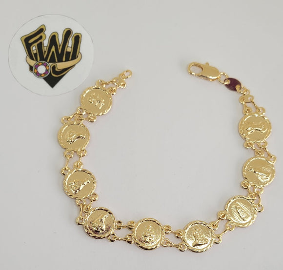 (1-0832) Gold Laminate - 11mm Medals Bracelet - 7.5