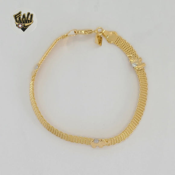 (1-0527-1) Gold Laminate - 5mm Elephants Bracelet - 7