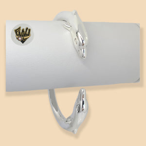 (2-0645) 925 Sterling Silver - 6mm Open Dolphin Bangle - 2.5"