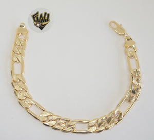 (1-60024) Gold Laminate - 10mm Figaro Link Men Bracelet- 8.5" - BGF - Fantasy World Jewelry