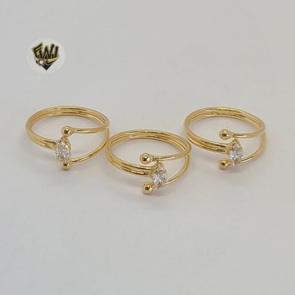 (1-3111) Gold Laminate - Zircon Adjustable Ring - BGF - Fantasy World Jewelry