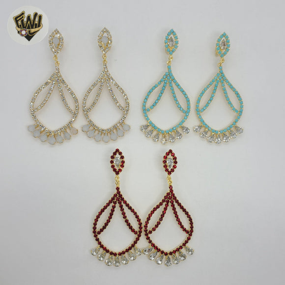 (1-1221) Gold Laminate - Zircon Long Earrings - BGF - Fantasy World Jewelry