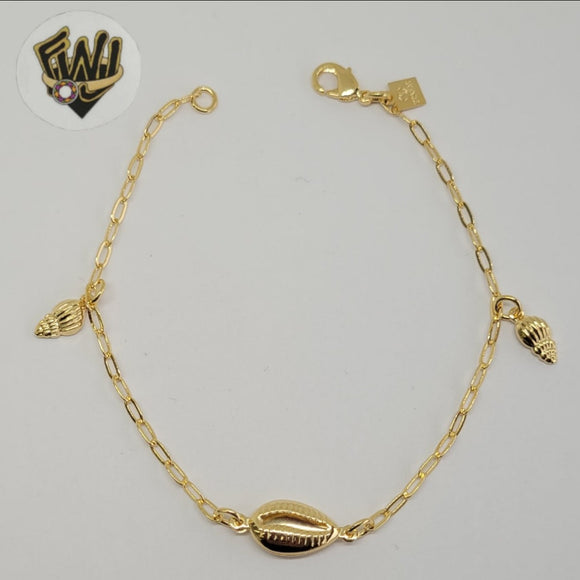 (1-0927) Gold Laminate - 2mm Paper Clip Link w/ Charms Bracelet - 7