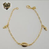 (1-0927) Gold Laminate - 2mm Paper Clip Link w/ Charms Bracelet - 7" - BGO - Fantasy World Jewelry