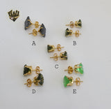 (1-1098) Gold Laminate - Zircon Stud Earrings - BGO - Fantasy World Jewelry