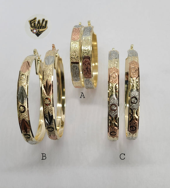 (1-2784) Gold Laminate - Three Tone Hoops - BGO - Fantasy World Jewelry