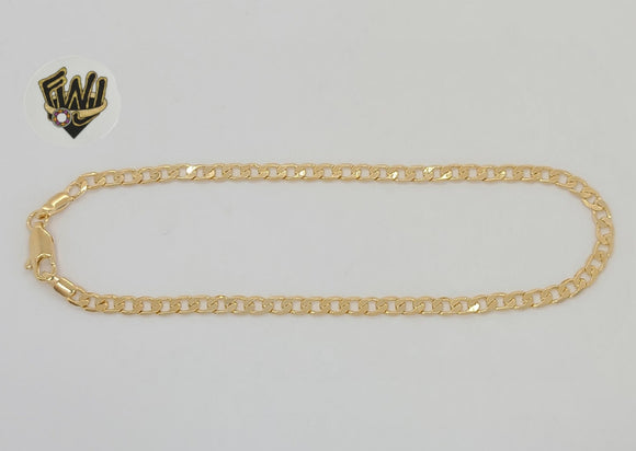 (1-0018) Laminado de oro - Tobillera con eslabones curvos de 4 mm - 10