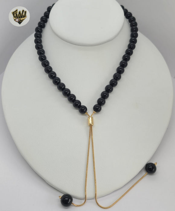 (1-6467-1) Gold Laminate - Beads Long Necklace - BGF
