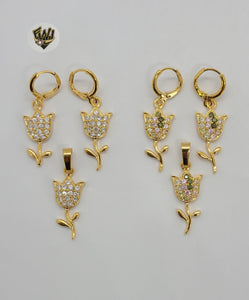 (1-6458) Gold Laminate- Flower Set - BGO - Fantasy World Jewelry