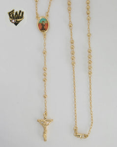 (1-3333-1) Gold Laminate - 4mm Saint Benedict Rosary Necklace - 24" - BGO.