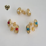 (1-1048-1) Gold Laminate - Colorful Earrings - BGO - Fantasy World Jewelry