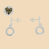 (2-3234) 925 Sterling Silver - Circle Dangle Earrings. - Fantasy World Jewelry