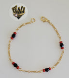 (1-0983) Gold Laminate -2mm Azabache Link Kids Bracelet  - BGF - Fantasy World Jewelry