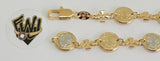 (1-0836) Gold Laminate -6mm Saint Benedict Bracelet - 7.5" - BGF - Fantasy World Jewelry