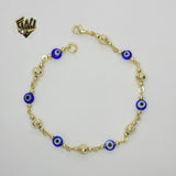 (1-0672) Gold Laminate - 6mm Evil Eye Link Bracelet - 8" - BGO - Fantasy World Jewelry