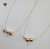 (1-6151) Gold Laminate - Three Tone Necklace - BGF - Fantasy World Jewelry