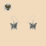 (2-3289) Plata de ley 925 - Aretes colgantes de mariposa. 