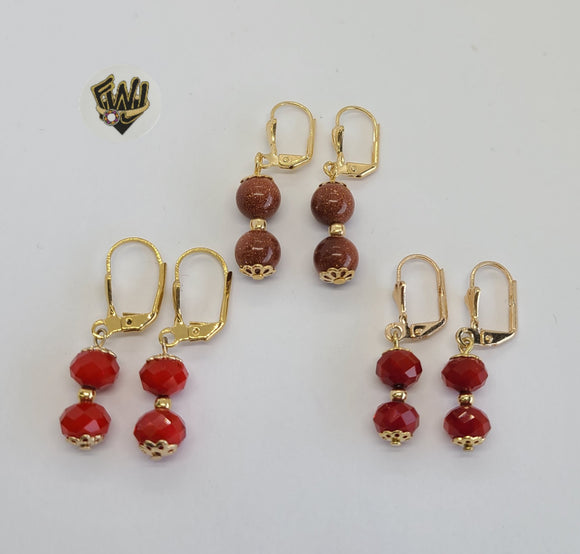 (1-1094) Gold Laminate - Stone Earrings - BGO - Fantasy World Jewelry
