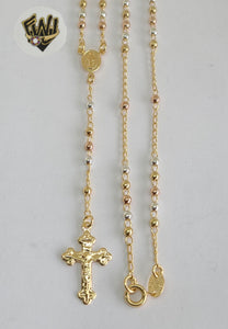 (1-3358-1) Gold Laminate - 2.5mm Beads Rosary Necklace - 18''- BGF. - Fantasy World Jewelry