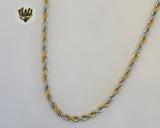 (4-3156) Stainless Steel - 5mm Two Tones Rope Link Chain. - Fantasy World Jewelry
