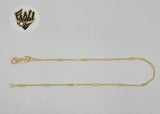 (1-0063) Gold Laminate - 1mm Alternative Box Link Anklet - 10" - BGF - Fantasy World Jewelry