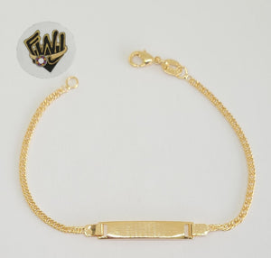 (1-0942) Gold Laminate - 2mm Curb Link w/ Plate Bracelet - 6" - BGO - Fantasy World Jewelry