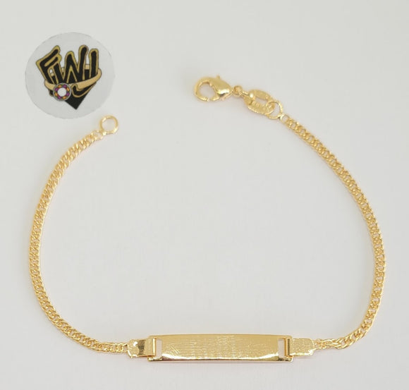 (1-0942) Gold Laminate - 2mm Curb Link w/ Plate Bracelet - 6