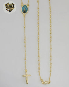 (1-3345-1) Laminado de oro - Collar Rosario de Nuestra Señora de la Caridad de 3 mm - 20" - BGO.