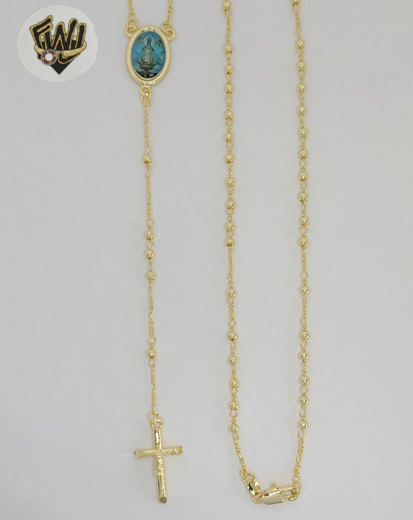 (1-3345-1) Laminado de oro - Collar Rosario de Nuestra Señora de la Caridad de 3 mm - 20