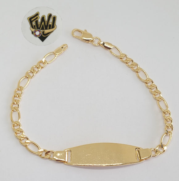 (1-60075) Gold Laminate -4.5mm Figaro Link Men Bracelet w/Plate - 8