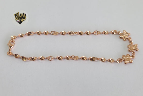 (1-0176) Gold Laminate - 3mm Alternative Anklet with Bears - 10