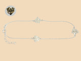 (2-0159) 925 Sterling Silver - 1mm Flowers Anklet - 10" - Fantasy World Jewelry