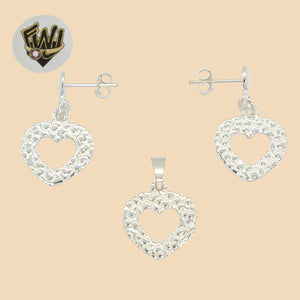 (2-6749) 925 Sterling Silver - Heart Set. - Fantasy World Jewelry