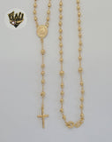 (1-3320) Gold Laminate - 3mm Miraculous Virgin Rosary Necklace - 18" - BGF.