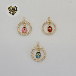 (1-2246) Gold Laminate - Ladybug Pendants - BGF
